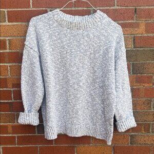 L.L.Bean Women’s Plus 1X Cotton Knit Sweater Gray Marled Pullover